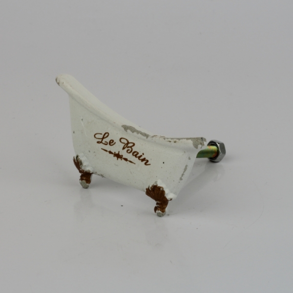 Nábytková úchytka bílá vana oprýskaný vzhled 7x4cm