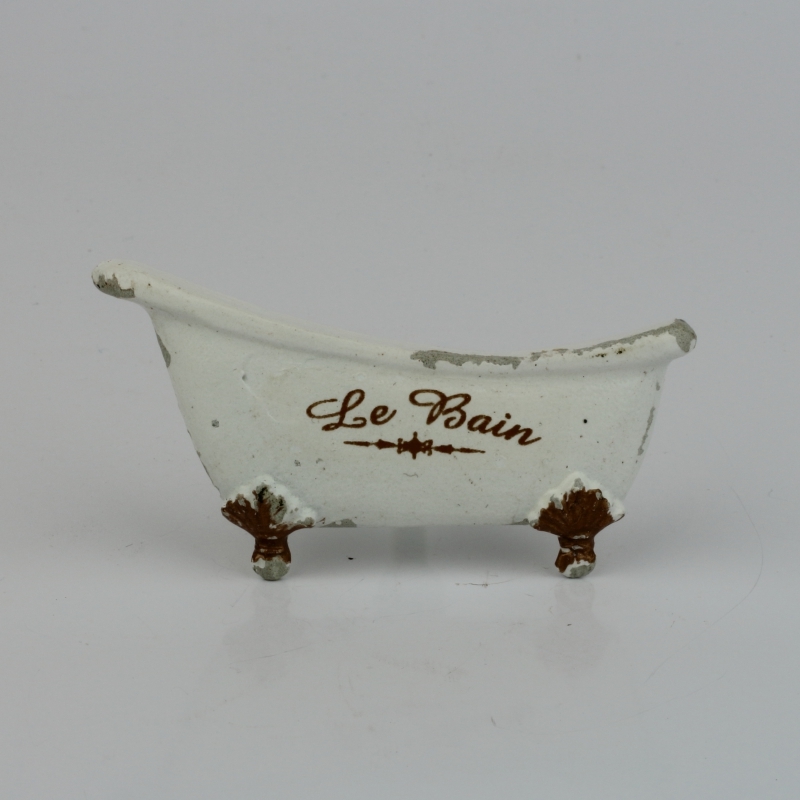 Nábytková úchytka bílá vana oprýskaný vzhled 7x4cm