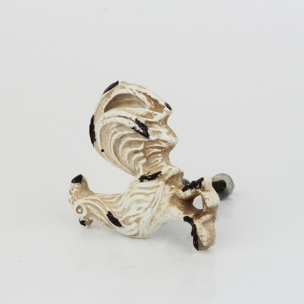 Nábytková úchytka bílý kohout v oprýskaném vzhledu 6x6cm