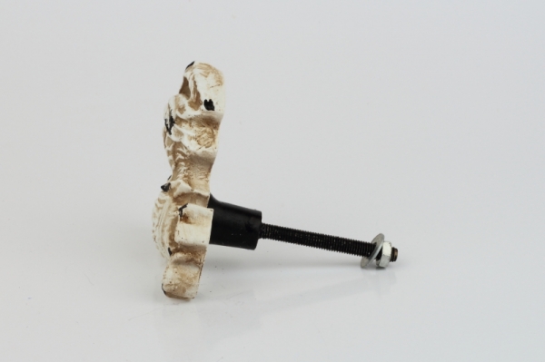 Nábytková úchytka bílý kohout v oprýskaném vzhledu 6x6cm