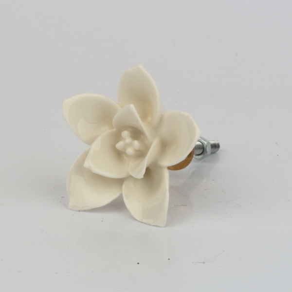 Nábytková úchytka keramická květina bílá 3,5cm