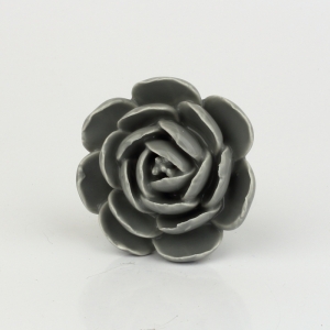 Nábytková úchytka keramický květ tmavě šedý 5cm