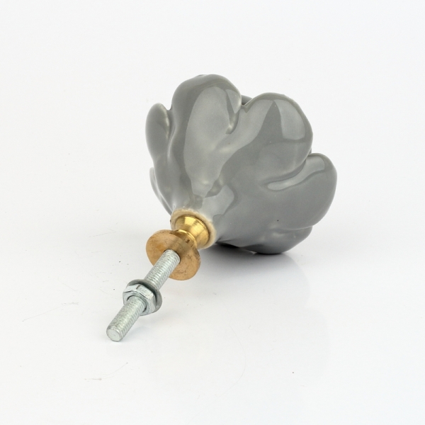 Nábytková úchytka keramický květ tmavě šedý 5cm