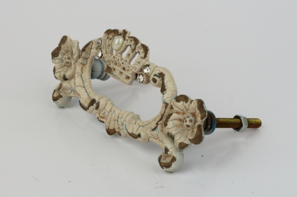 Nábytková úchytka zdobená s květy 12x2x5cm