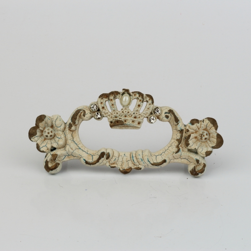 Nábytková úchytka zdobená s květy 12x2x5cm