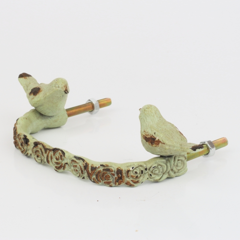 Nábytková úchytka zdobená se dvěma ptáčky 13x8x3cm