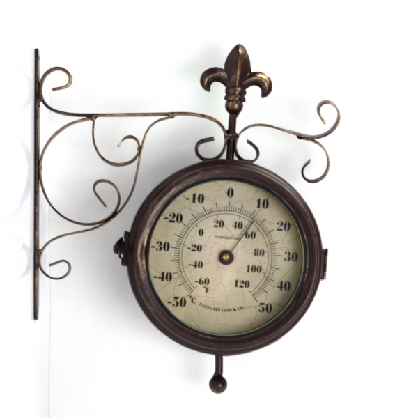 Nádražní hodiny s teploměrem 30cm POŠKOZENÉ