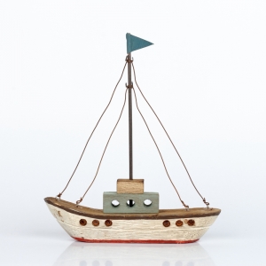 Námořní dekorace plachetnice bílo-červená