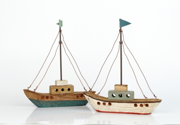 Námořní dekorace plachetnice bílo-červená