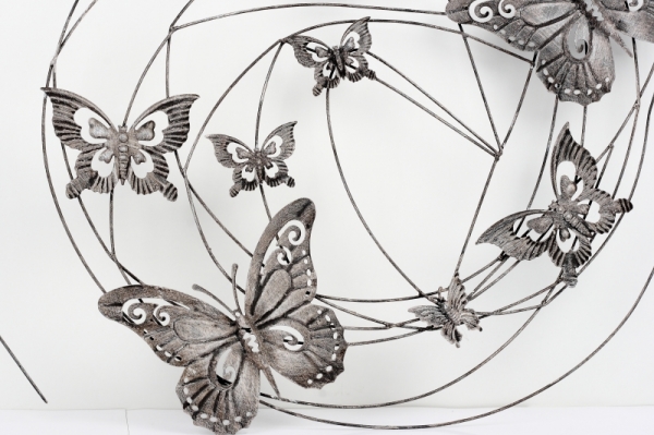 Nástěnná dekorace kovový obraz motýl 98cm