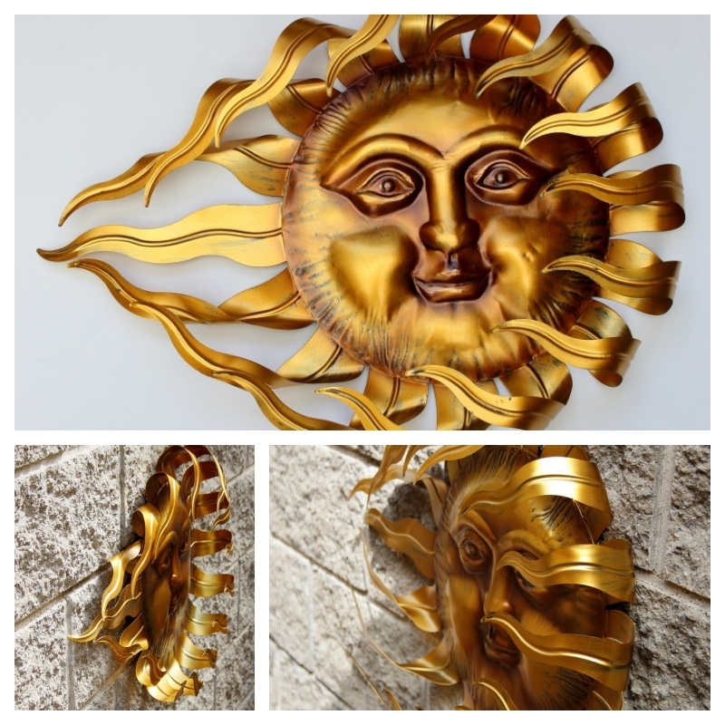 Nástěnná dekorace na zeď slunce 63,5x12,7x43cm