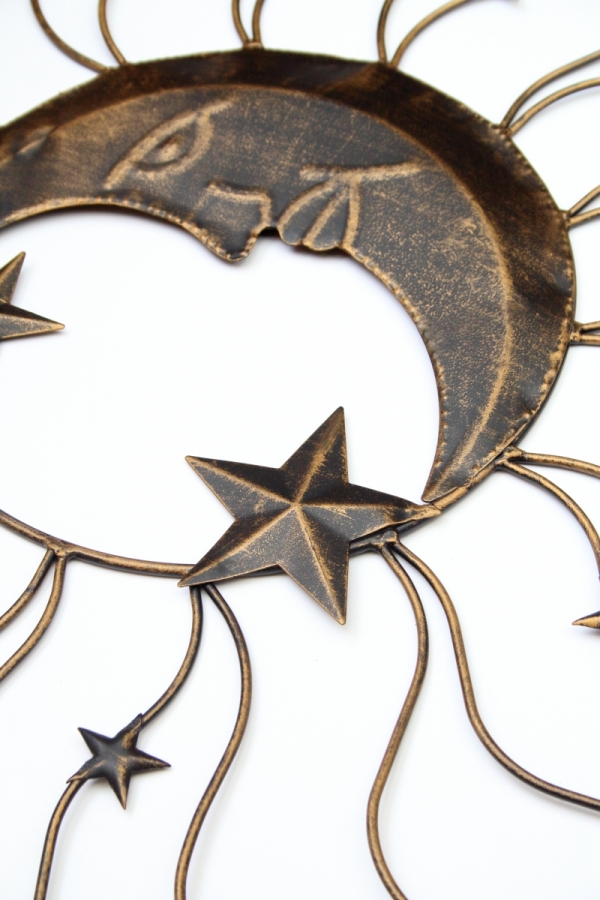 Nástěnná kovová dekorace měsíc 65x1x65cm