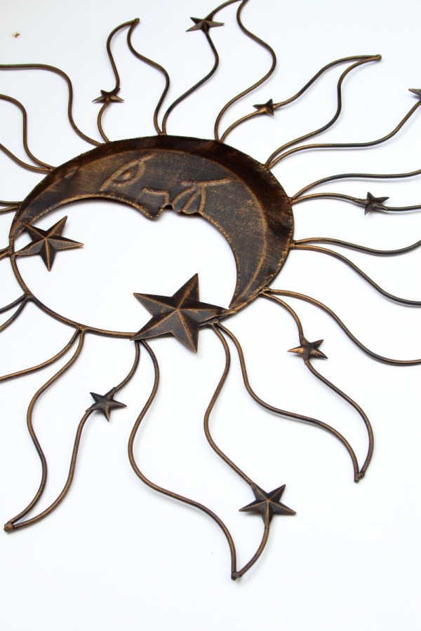 Nástěnná kovová dekorace měsíc 65x1x65cm