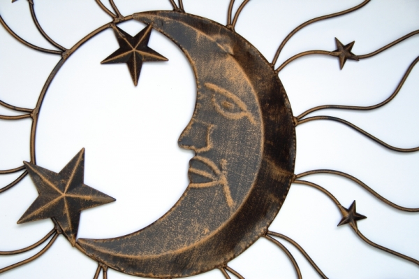 Nástěnná kovová dekorace měsíc 65x1x65cm