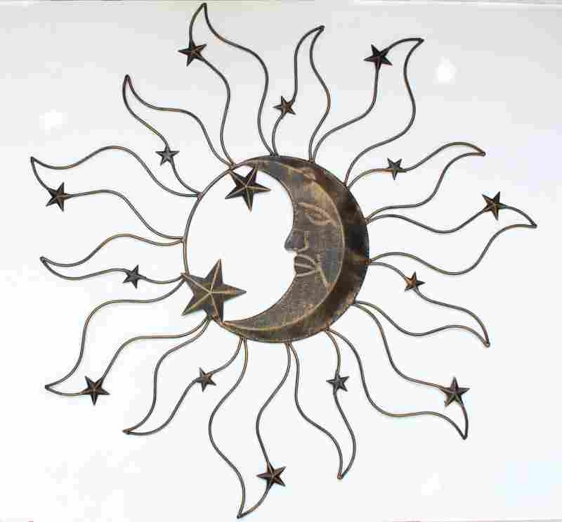 Nástěnná kovová dekorace měsíc 65x1x65cm