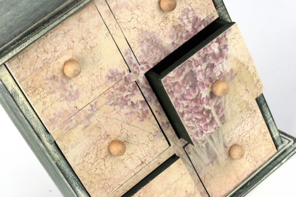 Nástěnná skříňka s šuplíčky Provence 24,5x10,5x28cm