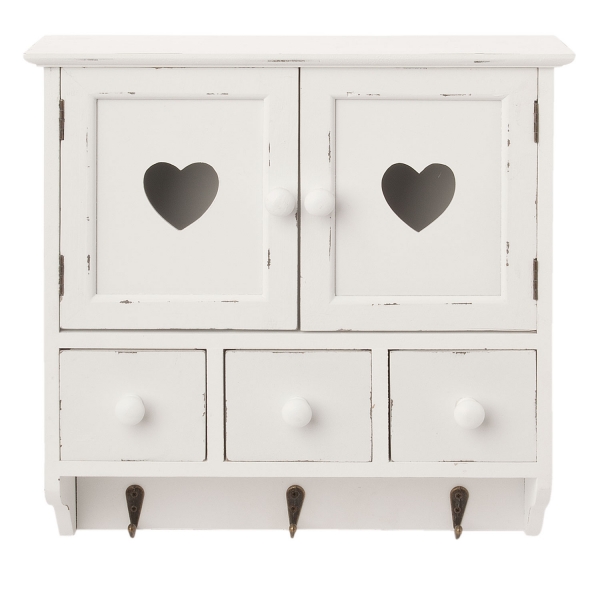 Nástěnná venkovská skříňka se srdcem 31x11x33cm