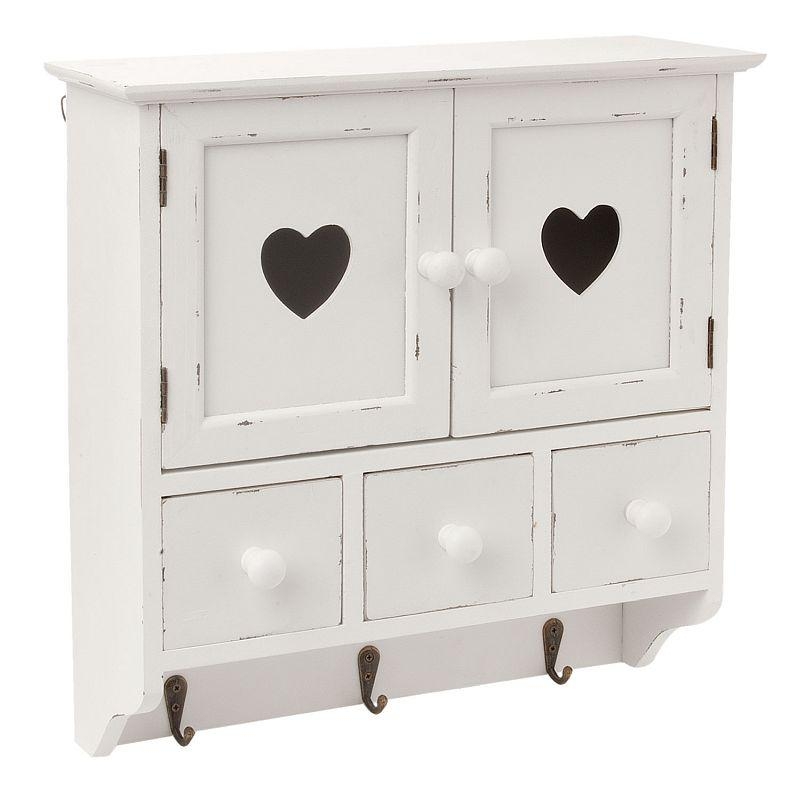 Nástěnná venkovská skříňka se srdcem 31x11x33cm