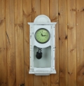 Nástěnné dřevěné hodiny - bílé pendlovky 59cm