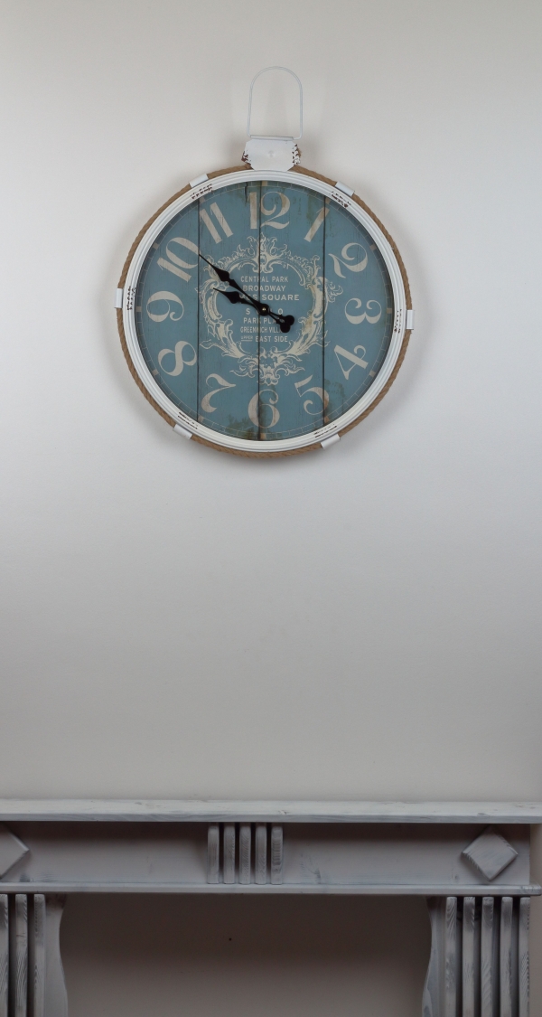 Nástěnné hodiny Central Park bílo modré 64x68cm