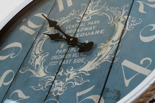 Nástěnné hodiny Central Park bílo modré 64x68cm