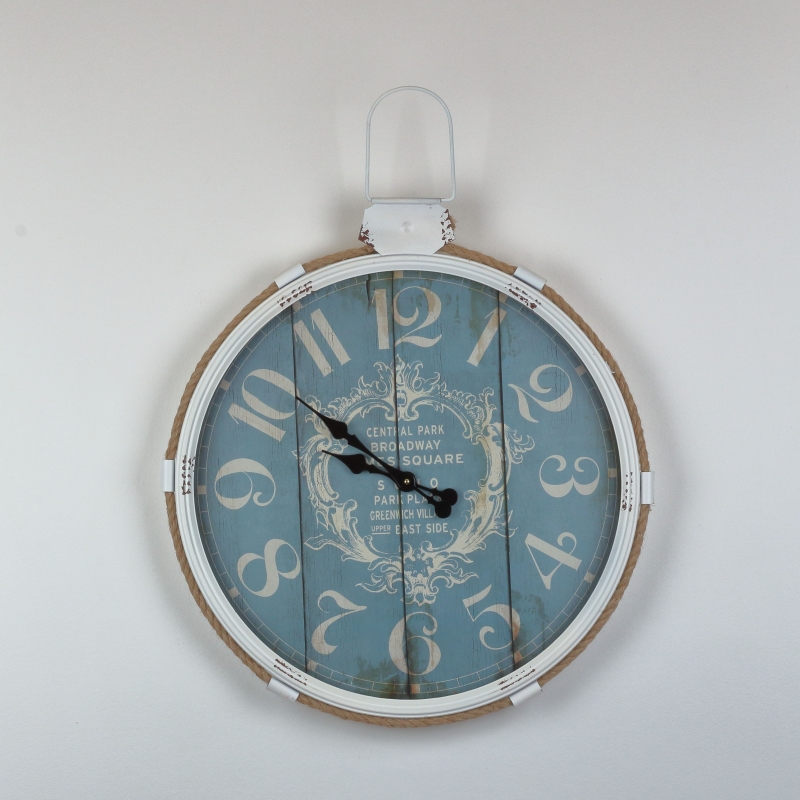 Nástěnné hodiny Central Park bílo modré 64x68cm
