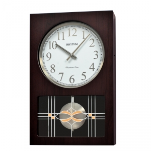 Nástěnné hodiny černé s kyvadlem