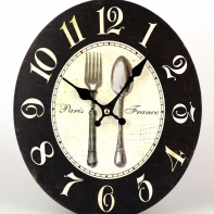 Nástěnné hodiny do kuchyně lžíce a vidlička 23x27cm