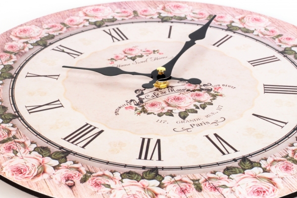 Nástěnné hodiny do kuchyně růže 34cm