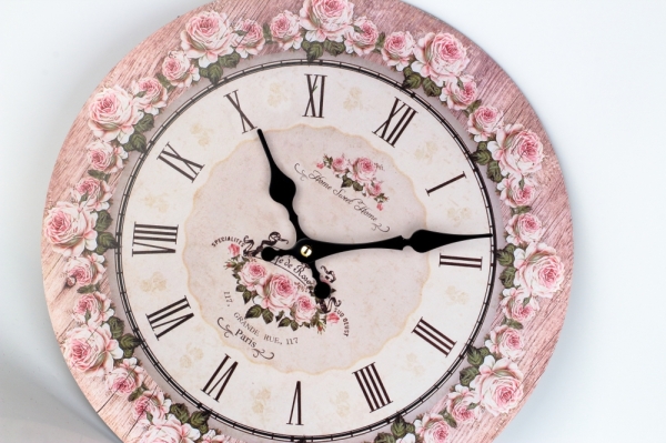Nástěnné hodiny do kuchyně růže 34cm