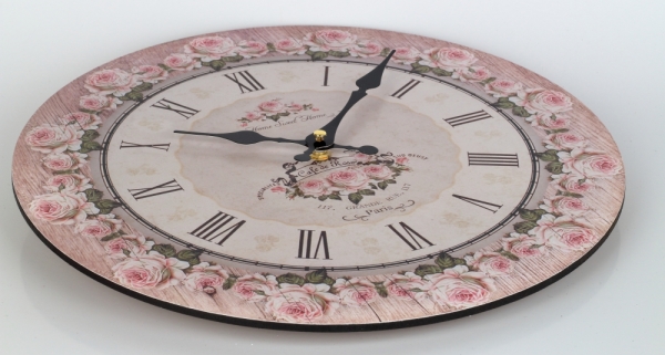 Nástěnné hodiny do kuchyně růže 34cm