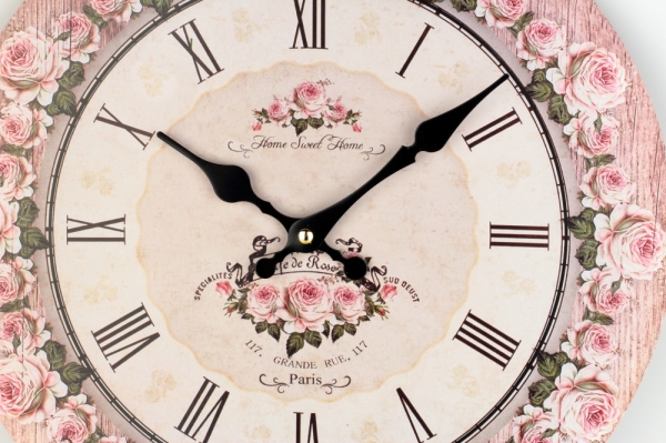 Nástěnné hodiny do kuchyně růže 34cm