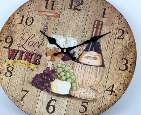 Nástěnné hodiny Love wine 33cm