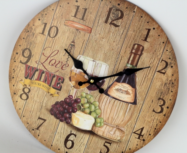 Nástěnné hodiny Love wine 33cm