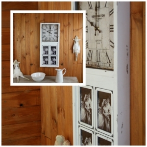 Nástěnné hodiny s rámečky na fotografie 80cm