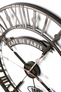 Nástěnné kovové XXL hodiny Café de Paris 73 cm