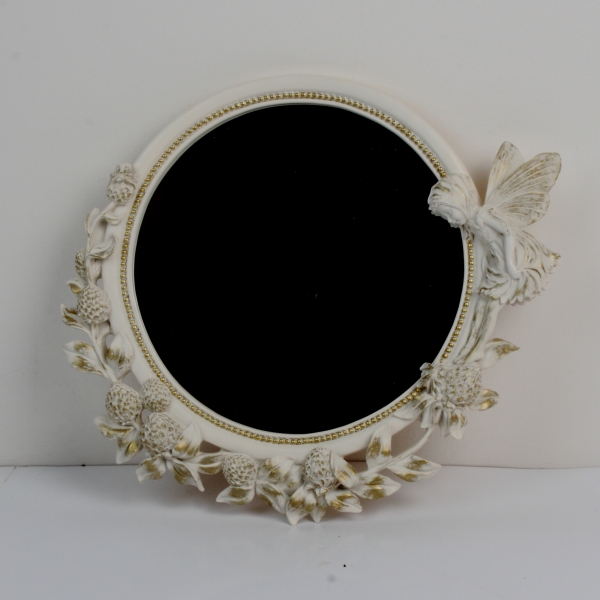 Nástěnné kulaté zrcadlo bílo zlaté 48x41cm