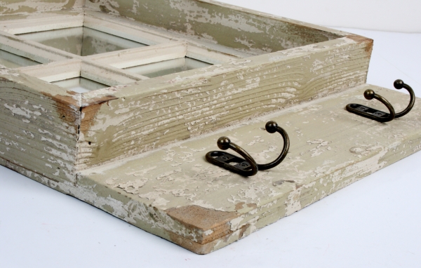 Nástěnné zrcadlo okno se 4 háčky 45x57cm