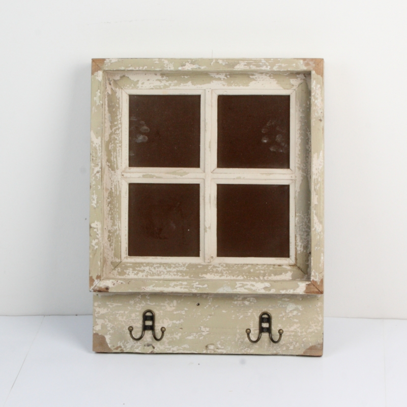 Nástěnné zrcadlo okno se 4 háčky 45x57cm