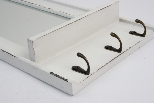 Nástěnné zrcadlo se 3 háčky 28x6x59cm