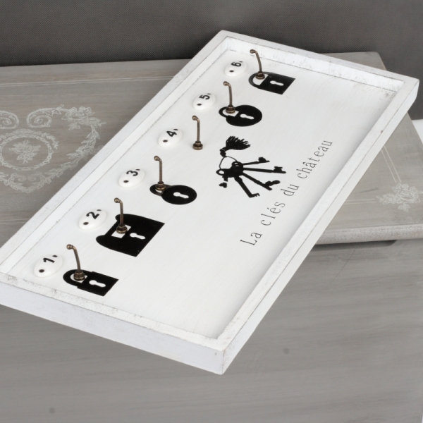 Nástěnný dřevěný věšák na klíče 50x23x2cm