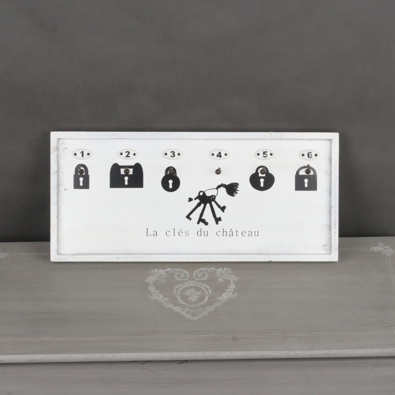 Nástěnný dřevěný věšák na klíče 50x23x2cm