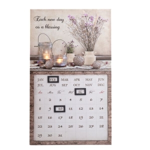 Nástěnný kalendář s magnety 30 x 50 x 1,8 cm zátiší se svíčkami a květy