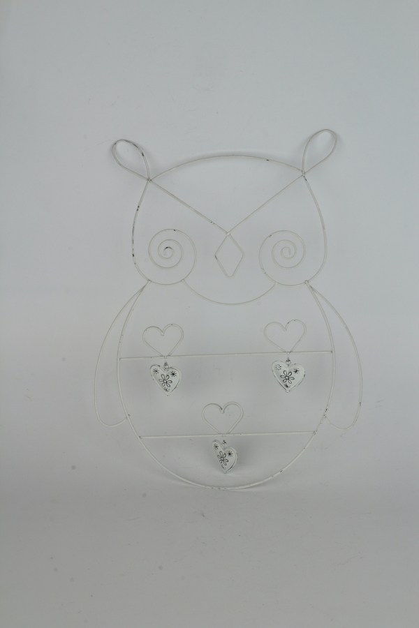 Nástěnný kovový držák na foto - sova 30x41cm