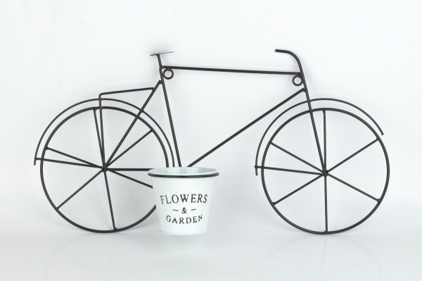 Nástěnný květináč kovové kolo černé