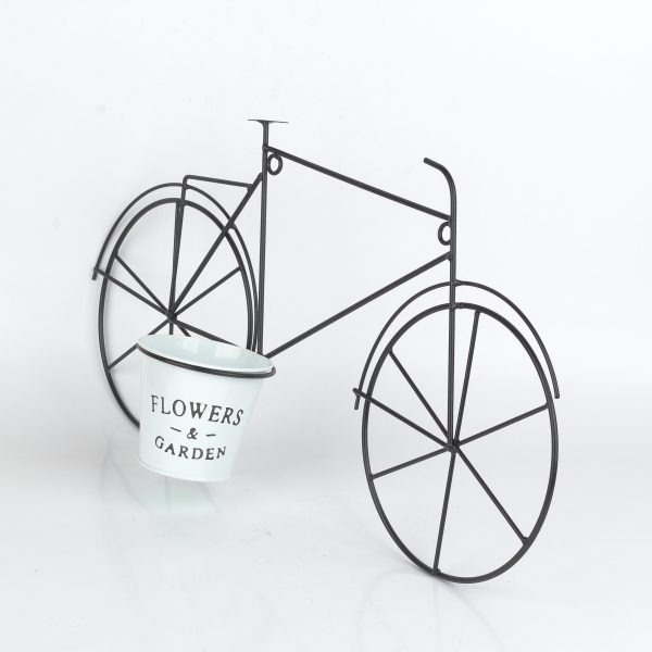 Nástěnný květináč kovové kolo černé