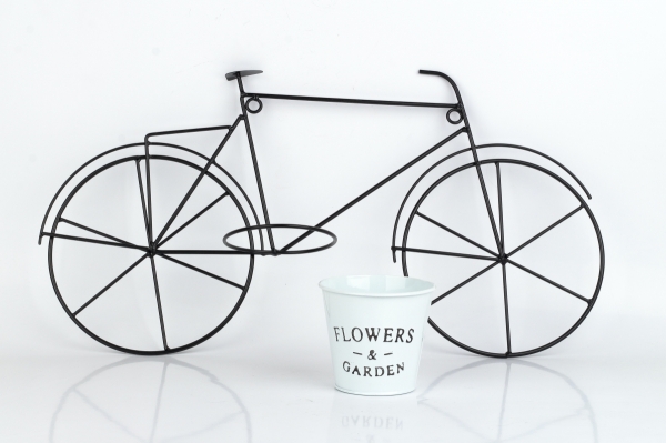 Nástěnný květináč kovové kolo černé