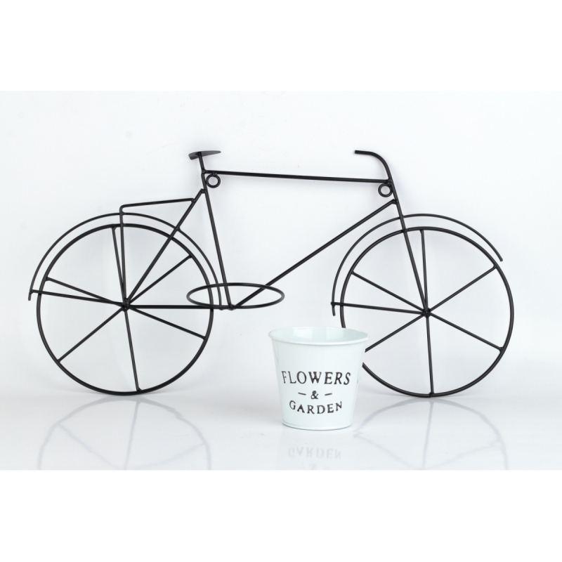 Nástěnný květináč kovové kolo černé