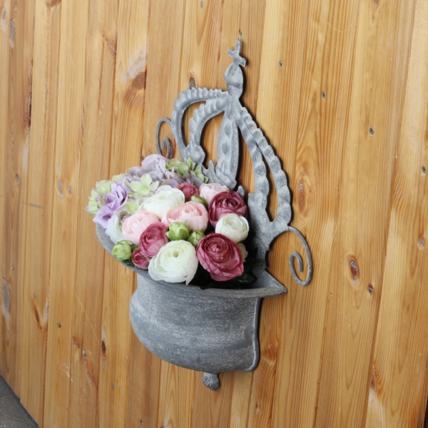 Nástěnný květináč s patinou 42x38cm