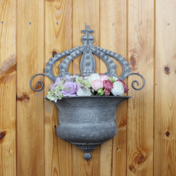 Nástěnný květináč s patinou 42x38cm